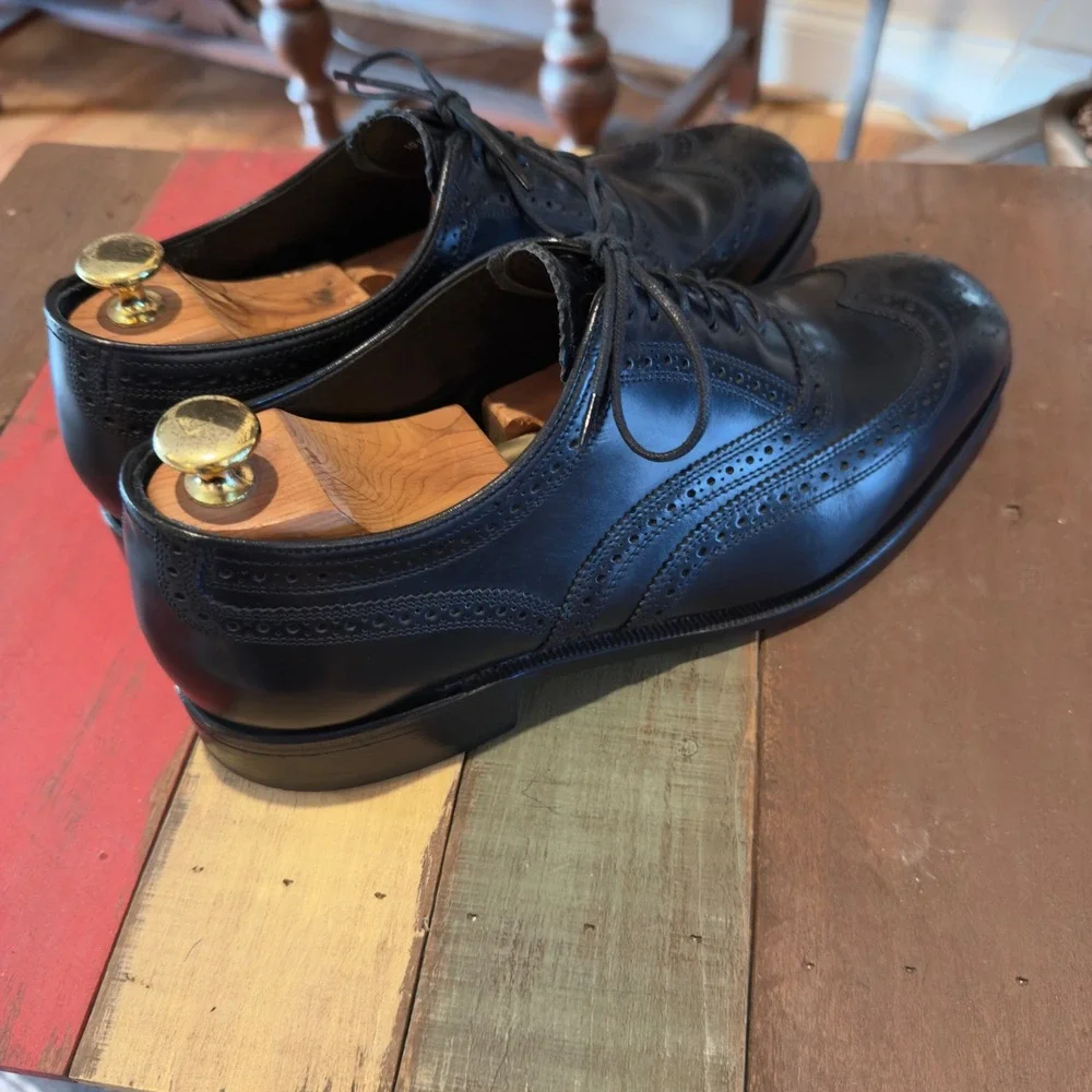 Florsheim Mens Lexington Wingtip Oxford Dress Shoes 10 D 17066-01 Black Leather‎